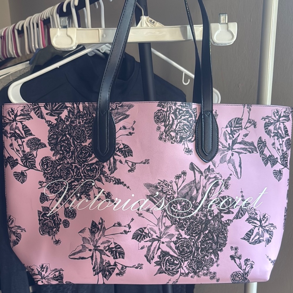 Victoria's Secret Pink and Black Floral Tote